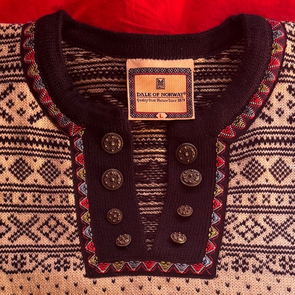 Dale of Norway Navy and Cream Crew Neck Sweater - Picture 6 of 7